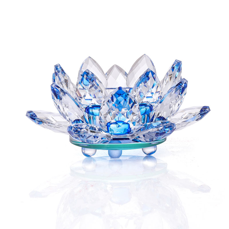 Candle Glass Supplies - Handgefertigte Kristall-Lotusblumen-Kerzenhalter Glas-Teelichthalter Ornament Buddhistische Utensilien