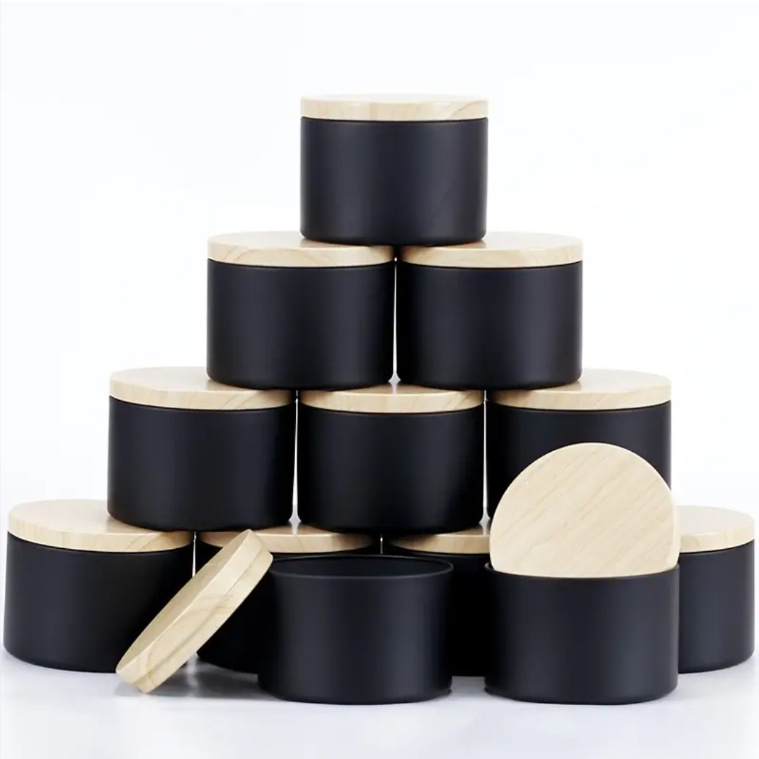 Metal Tin Lid 4Oz - 12er-Pack schwarze Kerzendosen-Set, ästhetisch ansprechende Gläser
