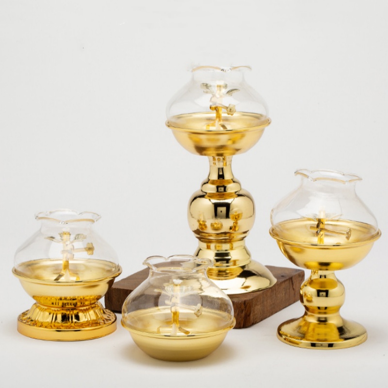 Candle Zero - Goldene Öllampe für Buddha mit winddichter