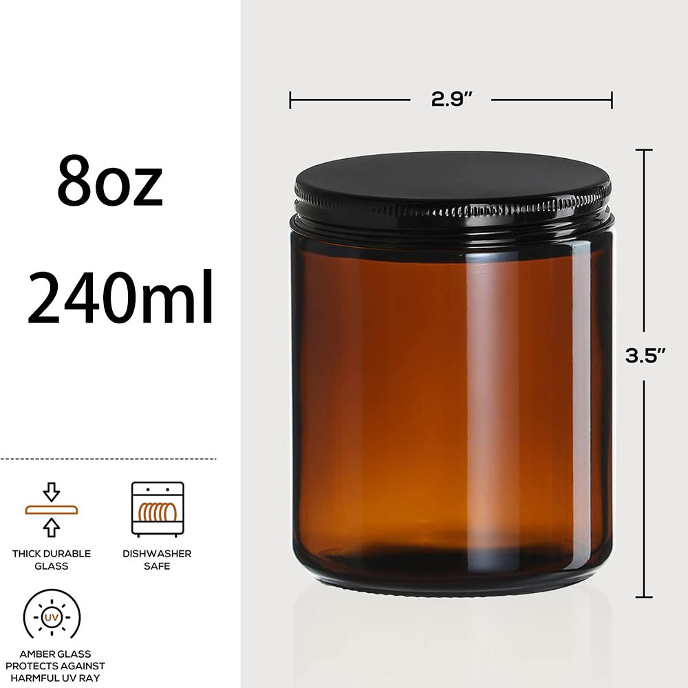 8oz Bernsteinfarbene Glasgläse – Candle Zero Bewertung und Preis