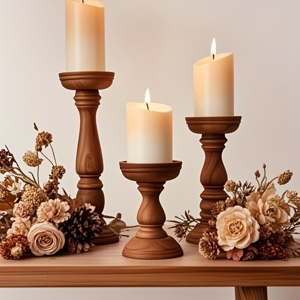 Vintage Holz-Kerzenhalter 3-te – Candle Zero Bewertung und Preis