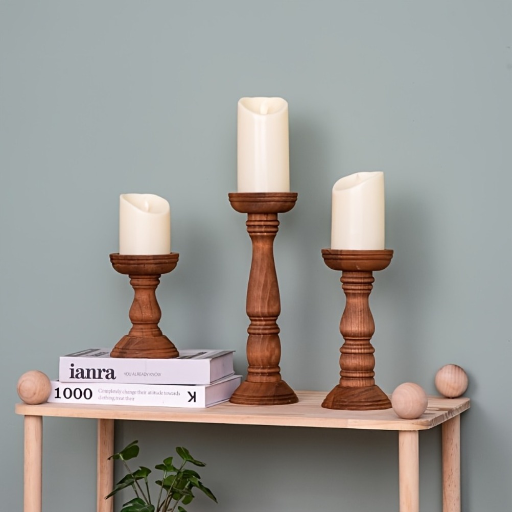 Vintage Holz-Kerzenhalter 3-te – Candle Zero Bewertung und Preis