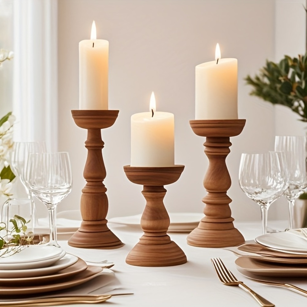 Vintage Holz-Kerzenhalter 3-te – Candle Zero Bewertung und Preis